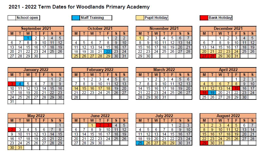 Term Dates Woodlands Primary Academy